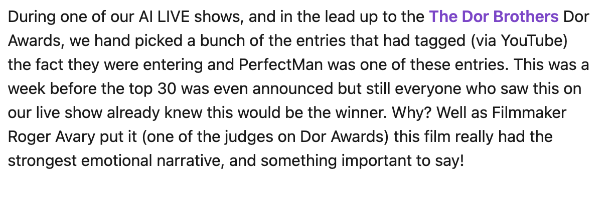 AI LIVE - PerfectMan feature text