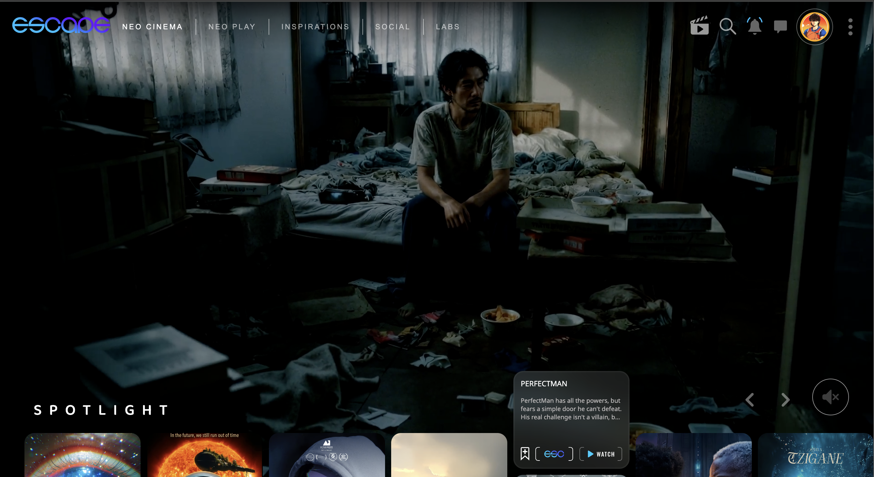 PerfectMan in the Spotlight section on Escape.ai homepage